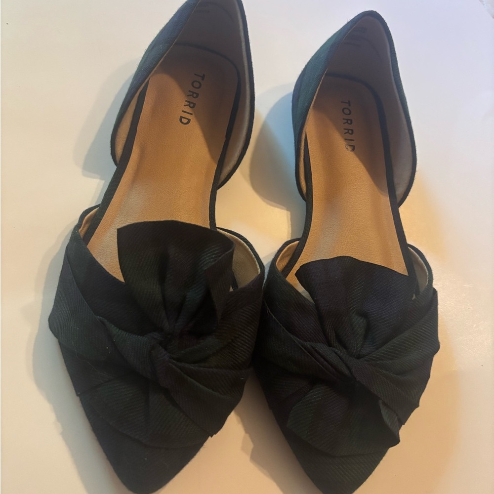 Torrid Women's plaid Flats with Bow Detail